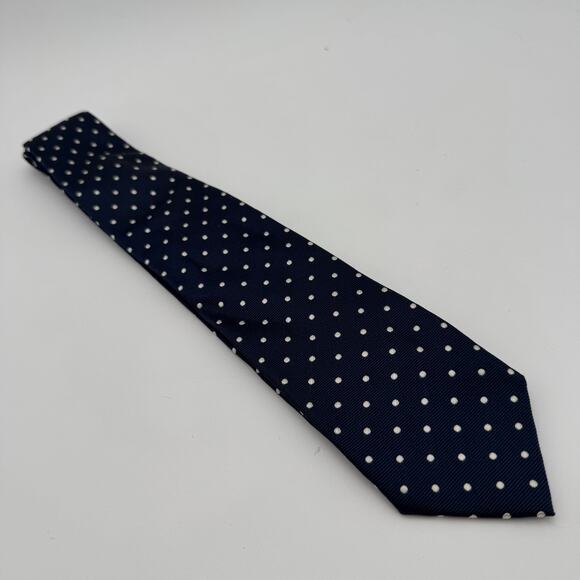 Arthur & Fox  Navy & White Polka Dot Tie Silk Italy - Picture 2 of 4